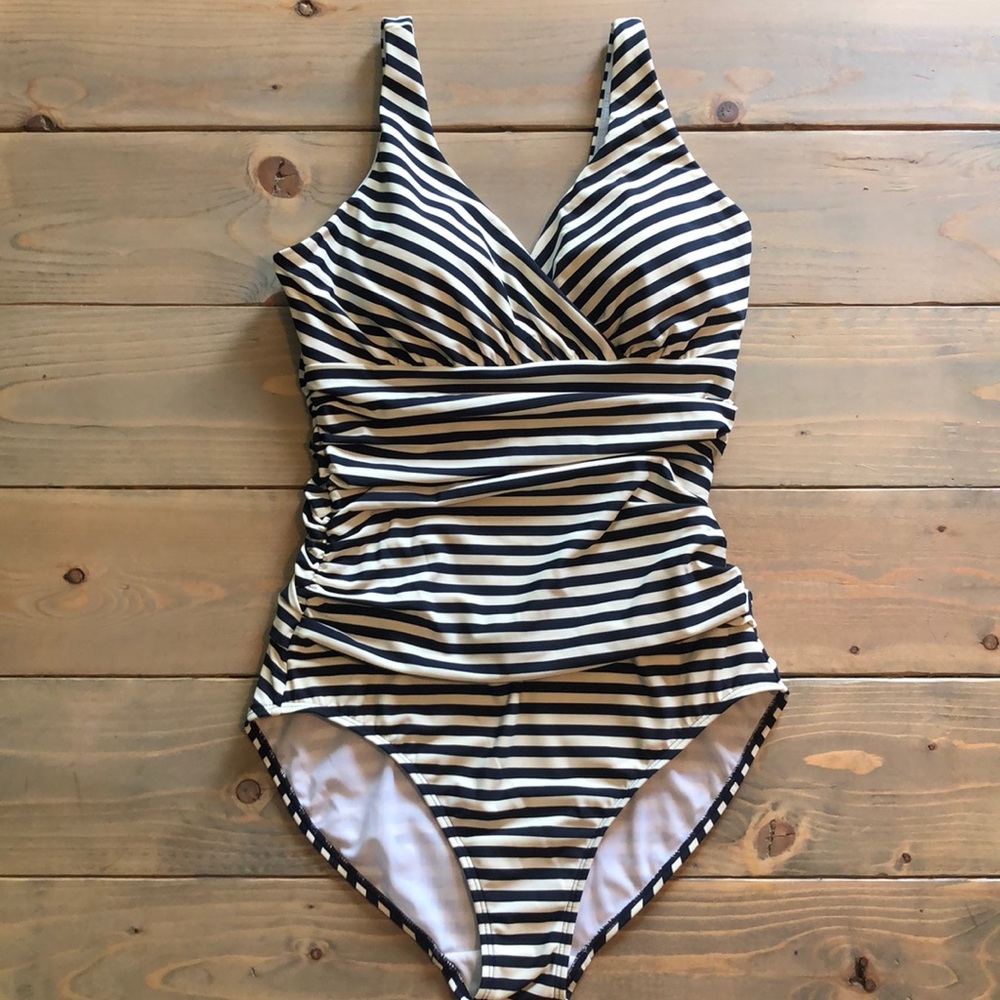 Boden Talamanca One Piece Swimsuit Navy Stripe